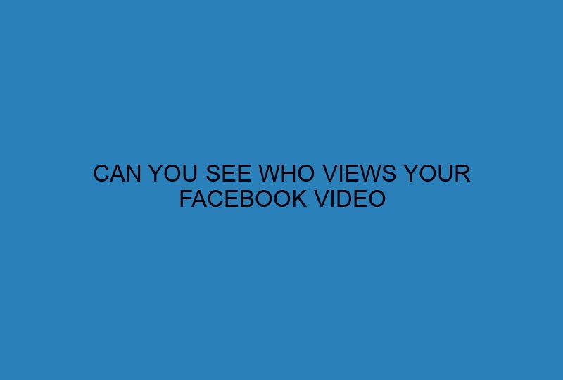 CAN YOU SEE WHO VIEWS YOUR FACEBOOK VIDEO