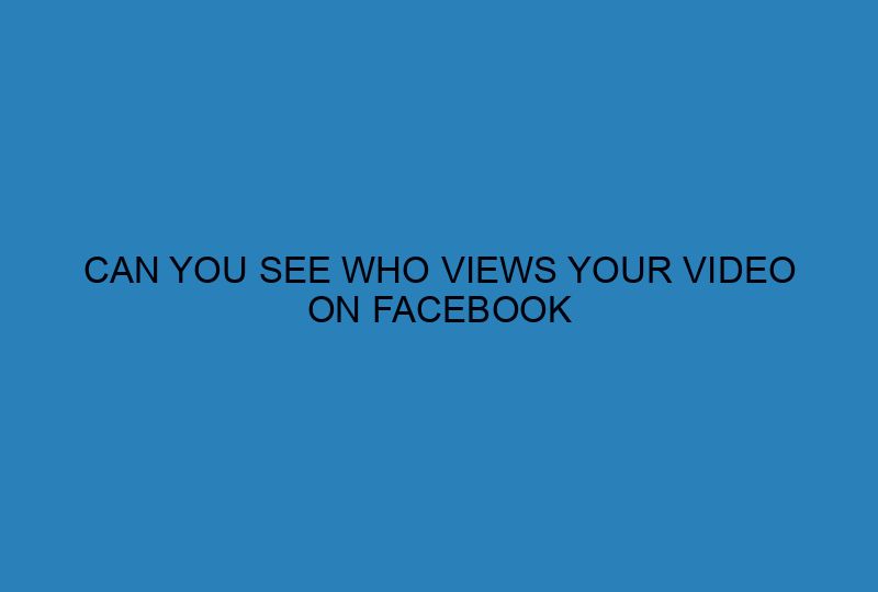 CAN YOU SEE WHO VIEWS YOUR VIDEO ON FACEBOOK